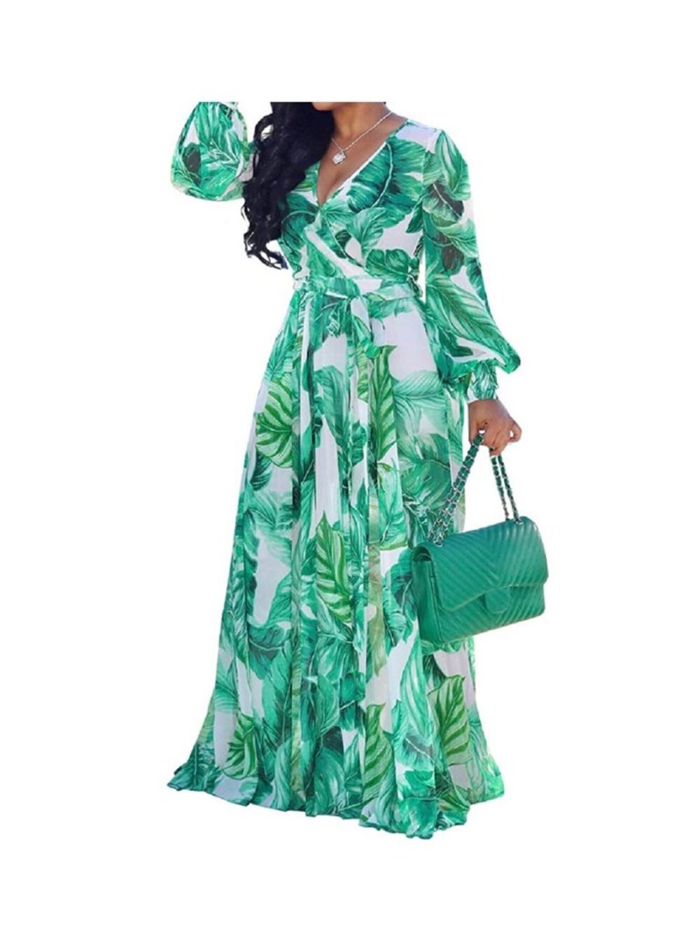 Womens Maxi Dress Boho Chiffon Floral Printed Long Party Dresses Plus Size with